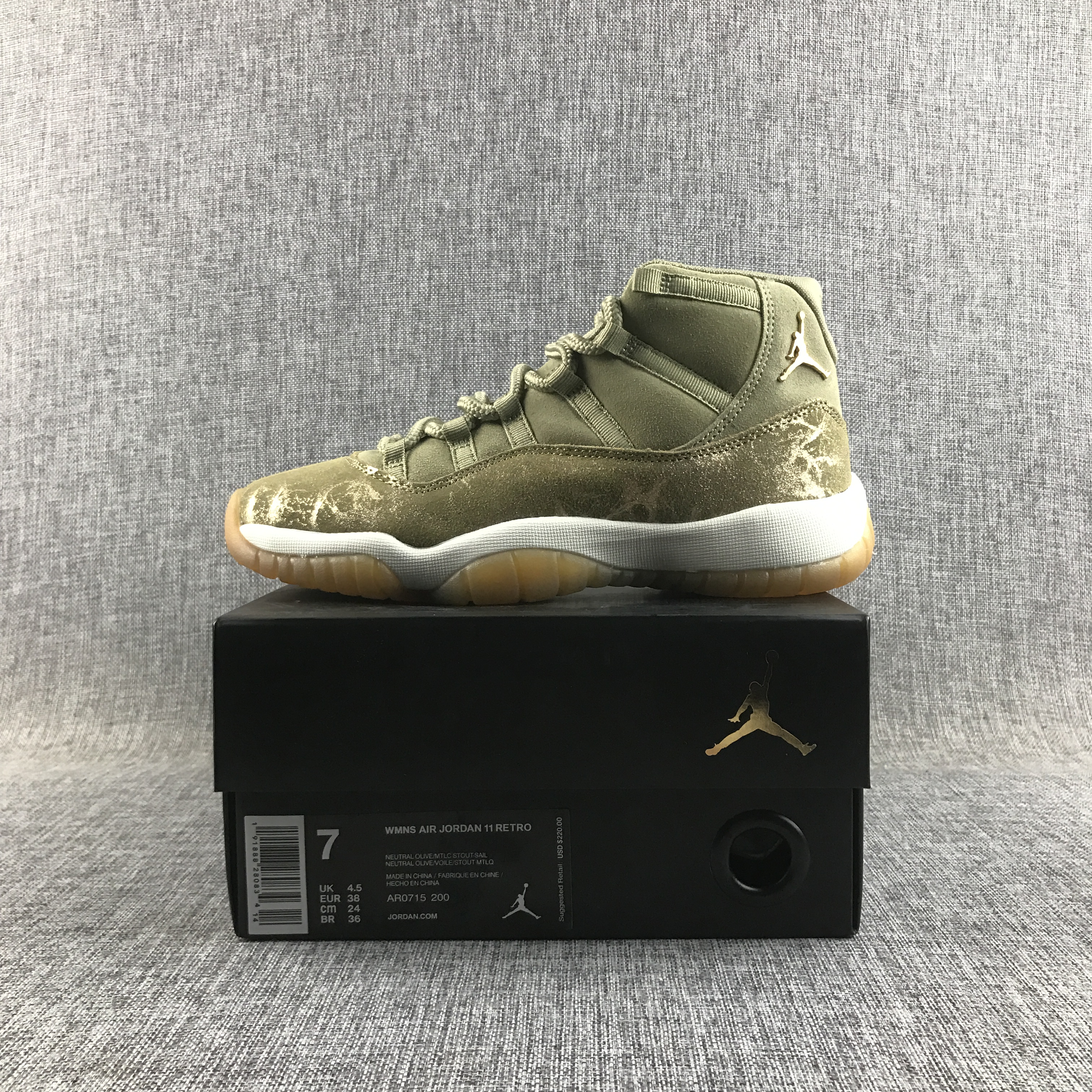 Women Air Jordan 11 Velvet Oliver Green Shoes - Click Image to Close